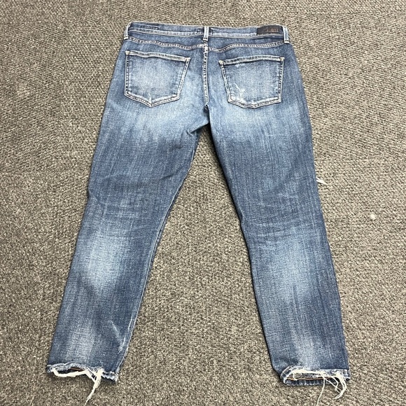 Agolde Sophie Distressed Ripped Blue Jeans Ankle Cropped Denim Holes Worn 32 - Picture 6 of 8